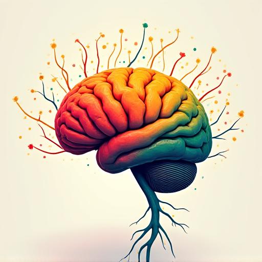 Cerebro creativo con neuronas de colores representando la creatividad
