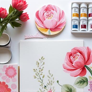Kit de pintura con acuarelas para crear diseños florales
